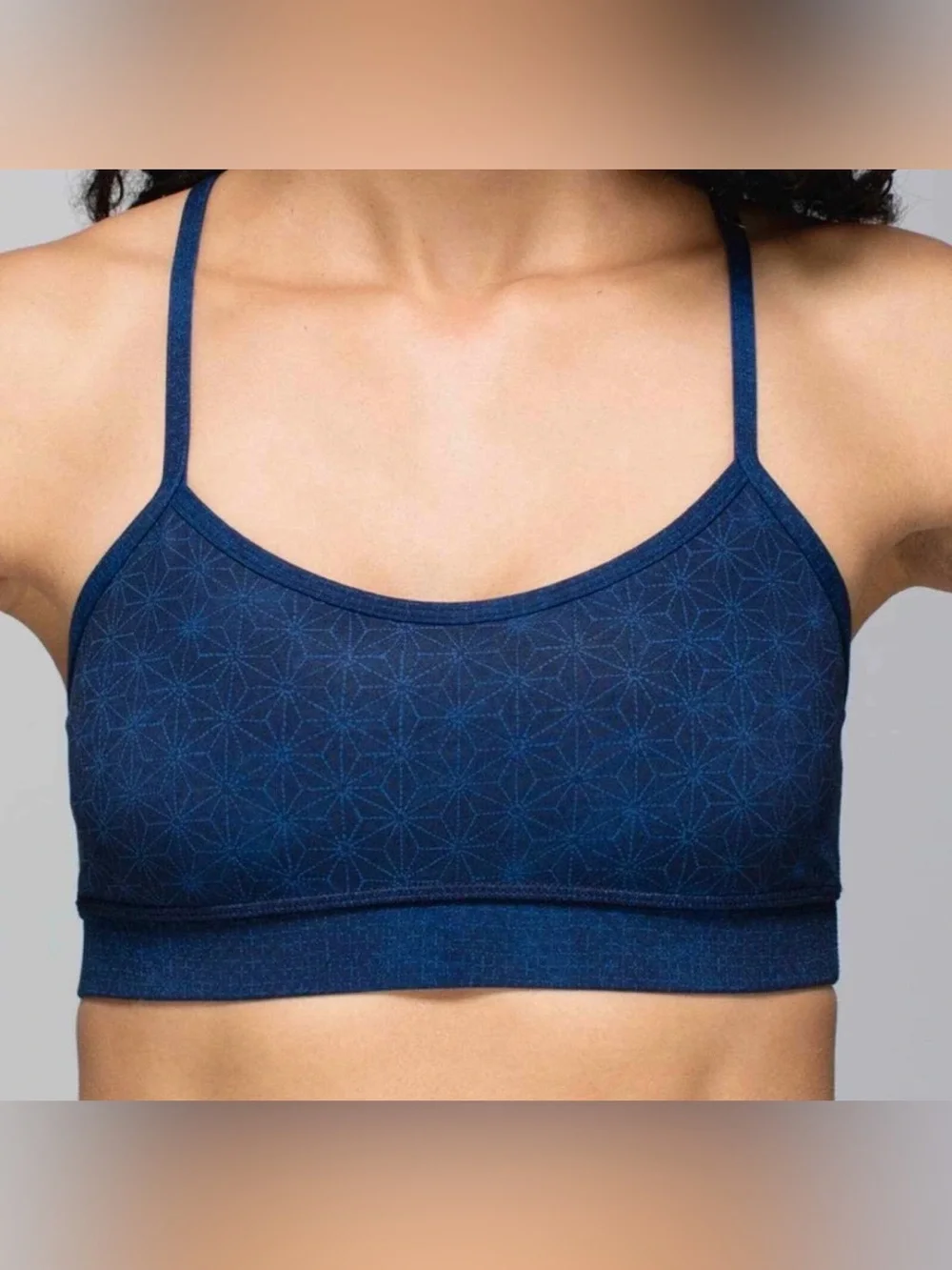 Lululemon Flow Y Bra IV Sashico Star Cross Inkwell Rugged Blue Size 6